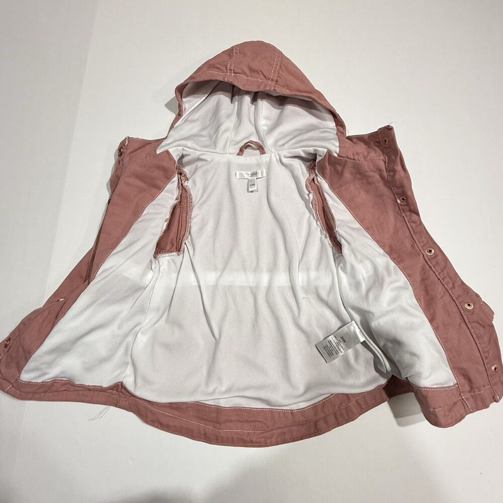 Tahari Pink Cotton Kids Girls Jacket Coat Hood Size 24 Months rhinestone buttons - Picture 8 of 16